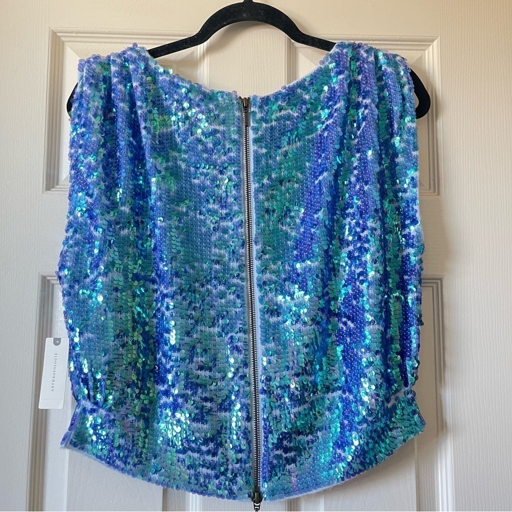 Anthropologie Sequins Wool Cashmere Top Sweater L
Sleeveless Zip Up Sky Blue - Picture 2 of 13